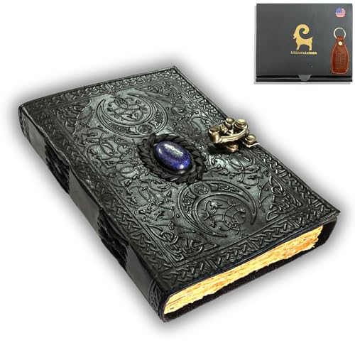 Caderno de Notas LAPIS LUNA Leatherbound Book of Shadows with German Charm URBAN LEATHER - Cadernos e bloco de notas - couro, vintage, papel ecológico, algodão, 160 páginas