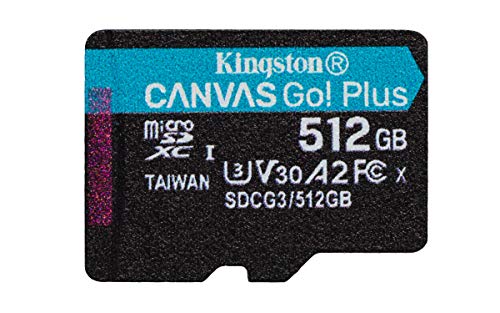 Cartão de Memória MicroSD KINGSTON Canvas Go Plus (512 GB - 170 MB/s) + Adaptador SD Kingston - Cartões de memória flash - 512 GB, microsd, 170 mb/s, uhs-i