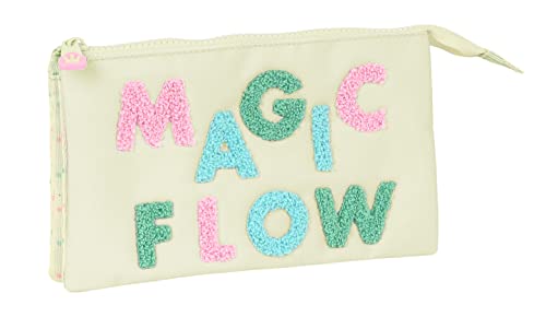 Estojo GLOWLAB Magic Flow (Bege - Poliéster - 21.8 x 2.5 x 11.6 cm) safta - Estojos para canetas e lápis - poliéster, fecho éclair, corrente, 21.8 x 2.5 x 11.6 cm