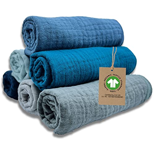MimaDu 100% Algodão Orgânico Toalha de Fraldas Ocean DUMONDO GmbH - Toalhas de banho e panos de limpeza - algodão orgânico, 30x30 cm, absorvente, macia