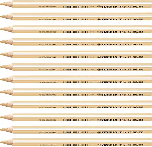 Lápis Cor Trio Stabilo Triplus Thick 12 Unidades Stabilo - Lápis - triangular, madeira, 35mm, cobertura uniforme