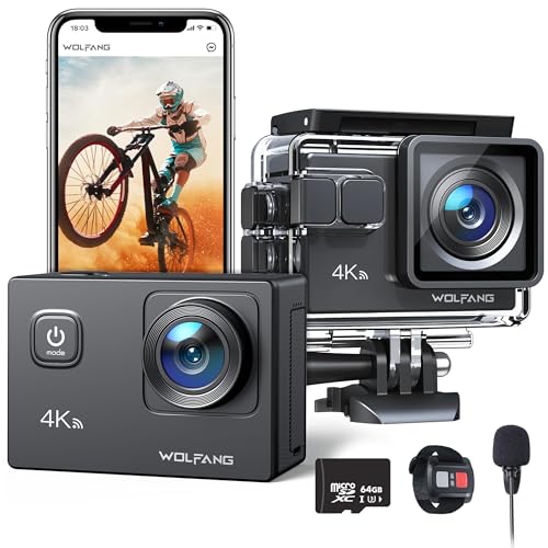 Action Cam WOLFANG GA100 (4K - 16 MP - Até 120 min de autonomia) WOLFANG - Câmaras de vídeo - 4k, 16 MP, 120 min autonomia