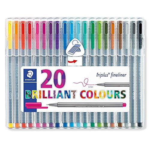 Canetas Fineliner STAEDTLER Triplus Multicor (Caixa de 20) Staedtler - Canetas - fineliner, staedtler triplus multicor, caixa 20, desenho, escrita, pontas revestidas em metal