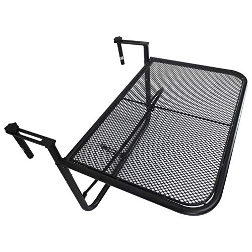 Mesa Suspensa para Varanda Outsunny com Braço Ajustável | Altura Ajustável em 3 Posições | Estrutura de Metal | Máx. 30 Kg | 60 x 56,5 x 45 cm - Preto Outsunny - Móveis de exterior - altura ajustável, braço ajustável, estrutura metálica, máx. 30 kg