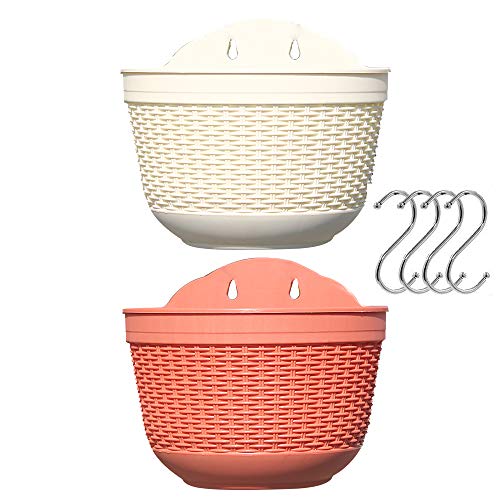 Plantador de Parede LUCENT 2 Macetas Quadradas com Drenagem e Ganchos Singeru - Móveis de exterior - resina, drenagem, ganchos, 21 cm