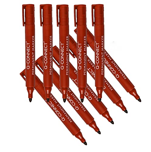 Marcador Permanente Q-CONNECT Vermelho (Ponta de 3mm) Q-Connect - Marcadores e marcadores de texto - ponta 3mm, vermelho, papel normal