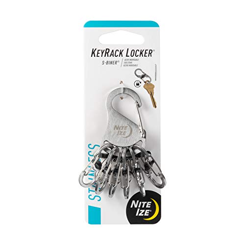Porta-Chaves KEY RACK LOCKER com 6 mosquetões Nite Ize - Porta-chaves - 6 mosquetões, aço inoxidável, plástico, lavação manual