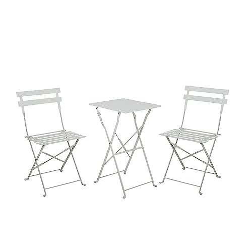 Conjunto MESA + 2 Cadeiras THINIA HOME Bistro (Branco - Aço) THINIA HOME - Móveis de exterior - mesa, 2 cadeiras, exterior, aço, branco