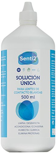 SOLUÇÃO ÚNICA Sentí2 Ácido Hialurônico + Porta-Lentes 500 ml Senti2 - Solução para lentes de contato - ácido hialurônico, 500 ml, porta lentes, solução única