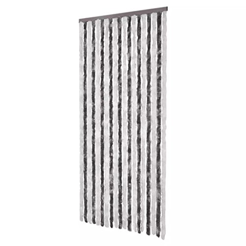 Cortina de Insectos VidaXL 90 x 220 cm - Chenille Cinza y Blanco vidaXL - Portas - cortina, insectos, vidaxl, 90x220cm, chénille, cinza