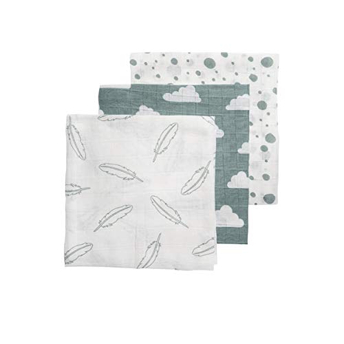 Meyco 452003 Spuck Paños 70 X 70 Cm Turquesa/Gris/Jade/Branco b-boo baby & lifestyle GmbH - Fraldas - 70x70 cm, algodão de fio, absorvente, lavável