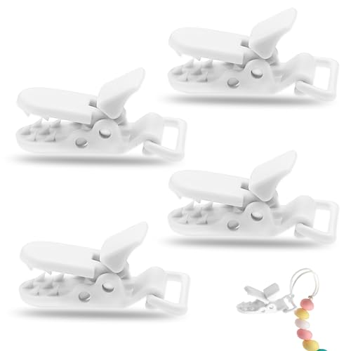 Clips para chupeta 4 peças brancas (Recondicionado Como Novo) ZELHYEUU - Cuidados com a higiene oral - clips, chupeta, 4 peças, brancas, recondicionado