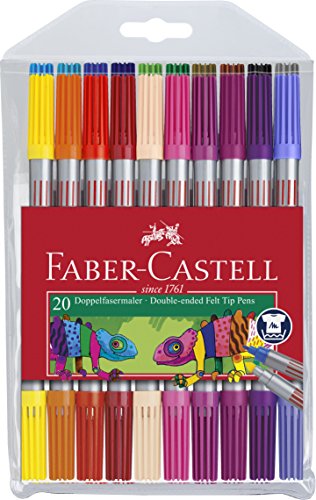 Marcador FABER CASTELL Double Pointed Marker Preto (Ponta Dupla - 0.5 mm) Faber-Castell - Canetas - ponta dupla, 0.5 mm, tinta à base de água, lavável
