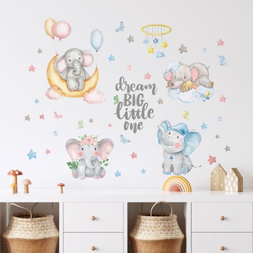 Autocolantes TANLABY 3D Elephant Clouds Tanlaby - Papel de parede - autocolantes, removíveis, divertidos, 3D