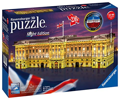 Puzzle RAVENSBURGER 3D Illuminated Buckingham Palace (Idade Mínima Recomendada: 8 anos) Ravensburger - Quebra-cabeças de encaixar - puzzle, madeira, 216 peças, castelo iluminado, crianças