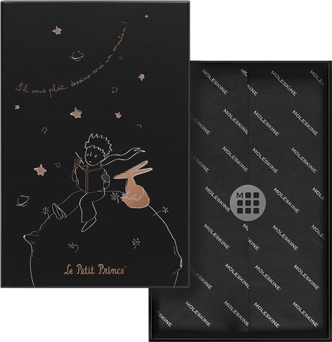 Caderno Líquido Moleskine The Little Prince Moleskine - Cadernos e bloco de notas - capa preta, desenho em relevo, fecho de elástico, duas fitas