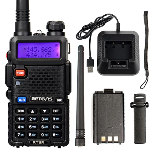 Walkie-Talkie Retevis RT5R (16 Canais - Até 12 Km - Até 18h - Preto) Retevis - Rádios bidirecionais - 16 canais, 12 km, 18h, bateria li-ion
