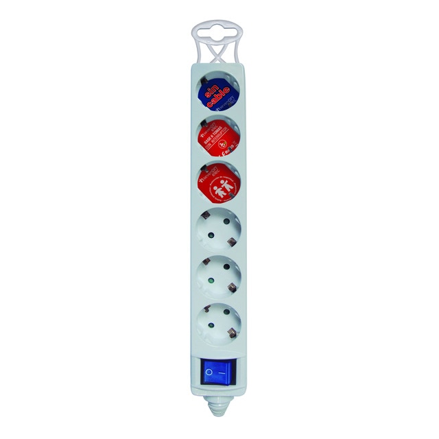Extensão Elétrica GARZA POWER-BASE (6 Tomadas - Tipo F - Branco) Garza - Filtros de linha e supressores de surtos - 6 tomadas, interruptor, proteção infantil, 3680W