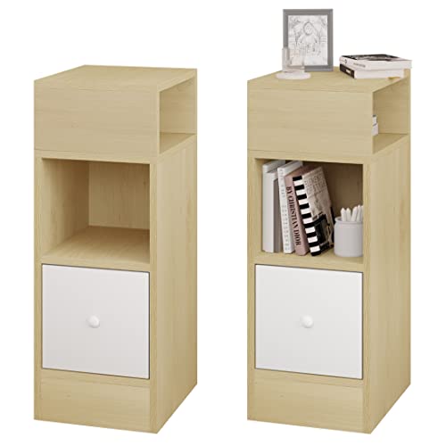 Mesa de Cabeceira Eugad com 2 Compartimentos e 1 Gaveta | 25x30x66 cm - Castanho EUGAD - Conjuntos de móveis - compartimentos, gaveta, castanho