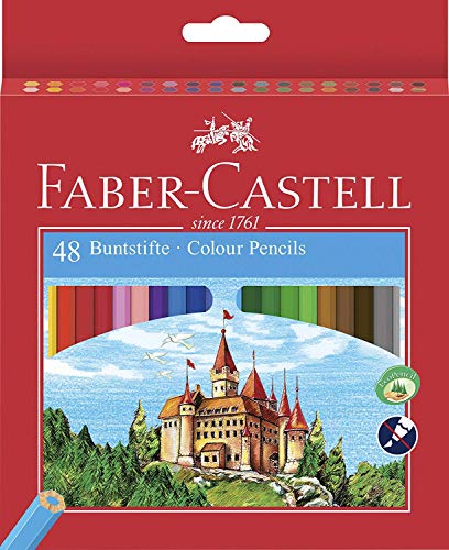 Lápis de Cor FABER-CASTELL 4800 (48 Cores) Faber-Castell - Lápis - 48 cores, formato triangular, ponta resistente, madeira reforestada