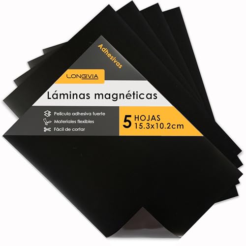 Longivia 5 Folhas de Imã Adesivo Forte Lâminas Magnéticas Adesivas Flexíveis 0,5Mm Xiamen Balin New Materials Co., Ltd. - Adesivos e ímãs para artesanato - 5 folhas, adesivo forte, magnético, flexível