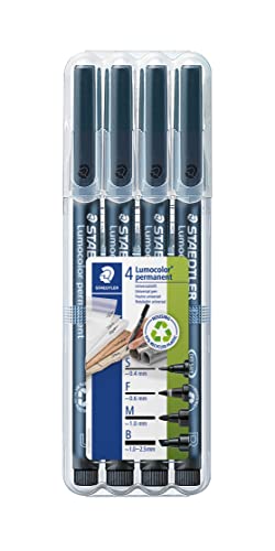Lápis Permanente STAEDTLER Lumocolor (Preto) Staedtler - Marcadores e marcadores de texto - resistente à água, resistente a luz solar, ponta de borracha