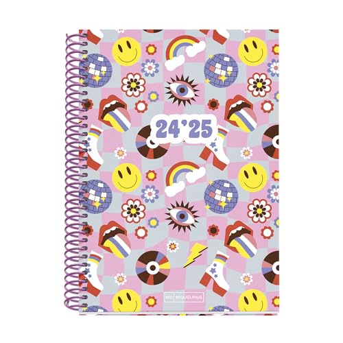 Agenda Escolar Miquelrius Spiral Plastic Cover 24-25 2024/2025 Rosa MIQUELRIUS - Calendários, organizadores e planejadores - espiral, capa plástica, 24/25, 2024-2025