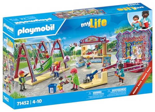 Playmobil My Life 71452 feria (Jogos de Sociedade) PLAYMOBIL - Conjuntos de brinquedos - acessórios, oito figuras, roda giratória, barco móvel