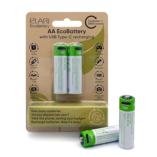 Bateria Elari EcoBattery Recarregável AA Li-Ion com Conectores Usb Elari - Baterias de uso geral - recarregável, usb, 1200 mAh