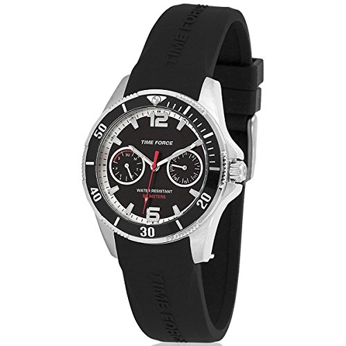 Relógio para Homem CLOTHES TIME FORCE Analog Preto (Aço e Couro) TIME FORCE - Relógios - analog, preto, aço e couro, elástico