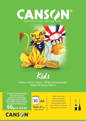 Papel para Desenho CANSON Kids Grande Branco (A5 - 30 Folhas) Fila - Papel de arte e artesanato - grande, branco, A5, 30 folhas