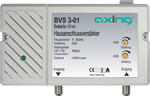 Amplificador de sinal de televisão AXING BVS 3-01 Axing - Divisores e comutadores de áudio e vídeo - amplificador, sinal tv, frequência 47-862 MHz