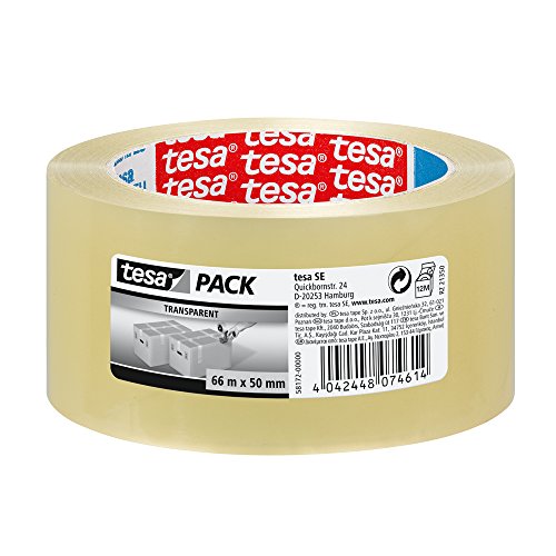 Fita Cola Tesa Standard Transparente 50 Mm X 66 M TESAÂ® - Fita adesiva - transparente, polipropileno, sem dissolventes, 50 mm x 66 m