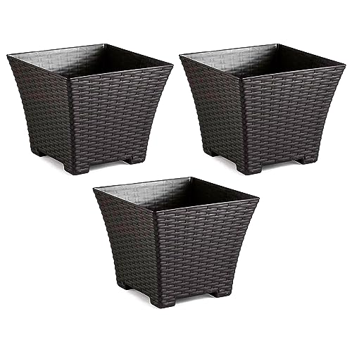 Conjunto de 3 Vasos Quadrados AC (Plástico - 25 x 25 x 25 cm) Chino Antonio - Móveis de exterior - plástico, 25x25x25 cm, resistente, fácil de limpar