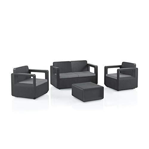 Conjunto de Jardim 4 Lugares POLYRATAN Venus (Cinzento) Shaf - Conjuntos de móveis de exterior - 4 lugares, polipropileno, pvc, resistente ao sol