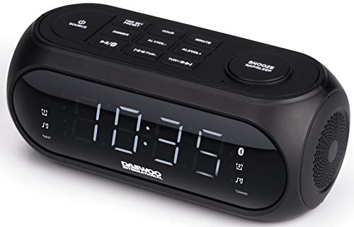 Rádio Despertador DAEWOO DCR-460 (Preto) Daewoo - Áudio - bluetooth, sintonização digital, 20 estações, porta USB