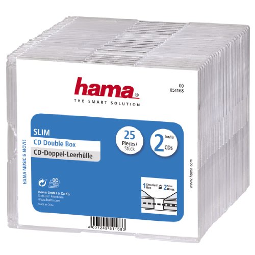 Caixa para Discos Ópticos HAMA Slim Double Case Hama - Estojos e organizadores de cd/dvd - 2 dvd, transparente, plástico, poliestireno