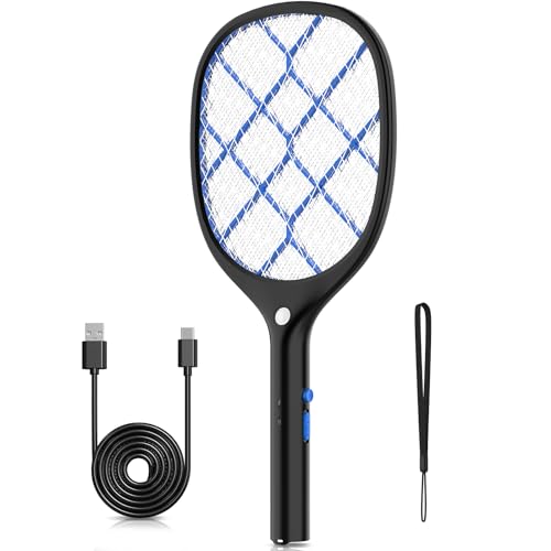Yissvic Escova Elétrica para Mosquitos com Luz Led e Bateria Recarregável YISSVIC - Controle de pragas - luz LED, bateria recarregável, 4.000 volts, 2 velocidades
