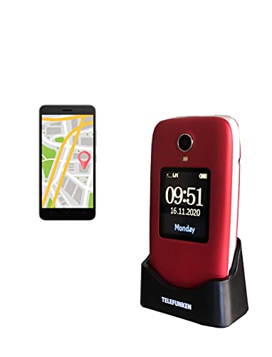 Telemóvel TELEFUNKEN S560 Senior (2.8'' - 2G - Vermelho) Telefunken - Telemóveis - telemóvel, telefonica, sénior, 2.8 polegadas, Micro SD, bluetooth, gps, botoes sos, base carregamento, cabo usb, adaptador corrente