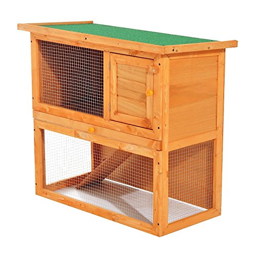 Gaiola para Coelhos PawHut | Madeira 90 x 45 x 80 cm - Cinza PawHut - Habitats e gaiolas para pequenos animais - madeira, 90x45x80 cm, cinza