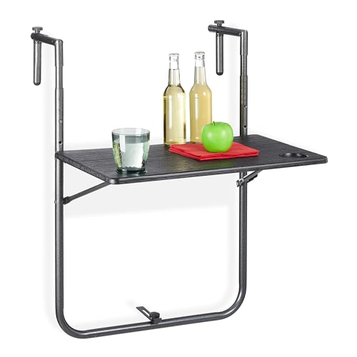 Mesa de Jardim Relaxdays | 59.5 x 36 cm - Preto Relaxdays - Móveis de exterior - 59.5x36 cm, preto, plástico, dobrável